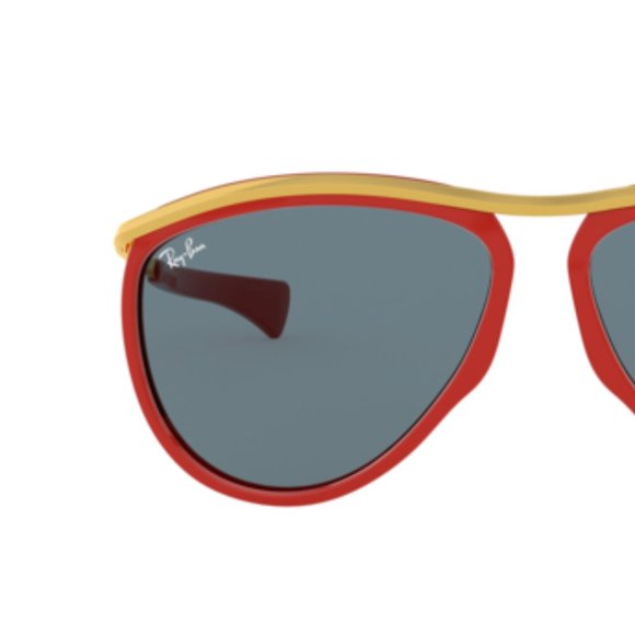 NEW RAY BAN RB 2219 OLYMPIAN AVIATOR 1243/R5 Polished Red-Gold/Blue 59mm - Picture 5 of 10